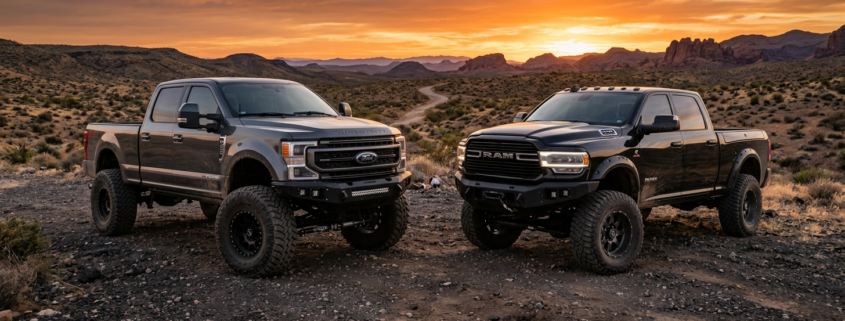 Lifted Ford F-250 vs. Ram 2500 for Work and Weekend Towing Use | Lifted Trucks For Sale & Diesel Trucks | Unique Trucks Blog